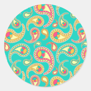 Schattig gekleurd vintage paisley patroon ronde sticker