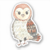 Schattig gekleurde Waterverf Barn Owl Sticker (Voorkant)