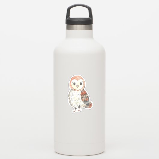 Schattig gekleurde Waterverf Barn Owl Sticker (Waterfles)
