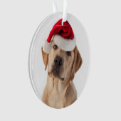 Schattig gele lab met Santa Hat Ornament (voorkant)