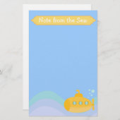 Schattig gele onderzeeboot onderwater briefpapier (Voorkant / Achterkant)