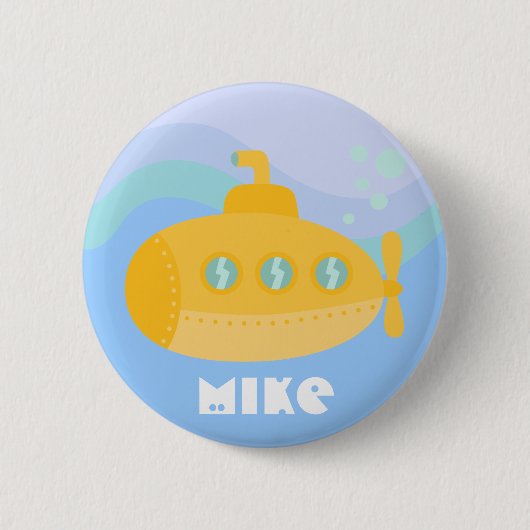 Schattig gele onderzeeboot onderwater ronde button 5,7 cm (Voorkant)