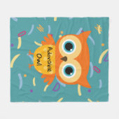 Schattig gele uil blauw patroon fleece deken (Voorkant (Horizontaal))