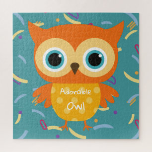 Schattig gele uil blauw patroon speelgoed kinder legpuzzel