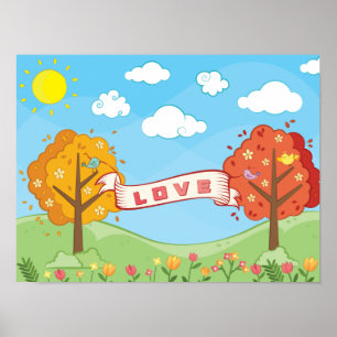 Schattig Geloof in Liefde Vriendelijkheid Bomen Bl Poster