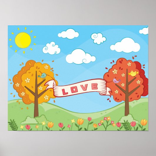 Schattig Geloof in Liefde Vriendelijkheid Bomen Bl Poster (Voorkant)
