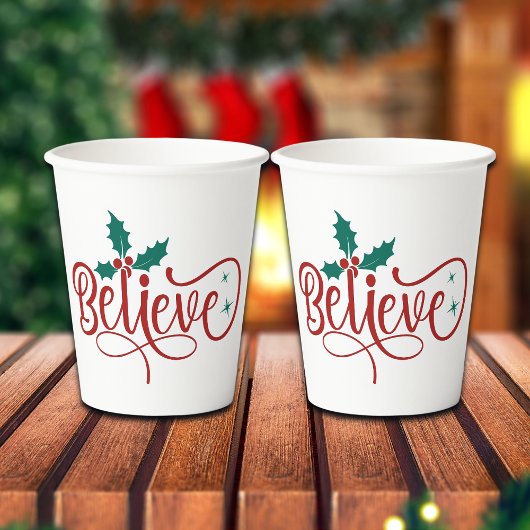 Schattig 'Geloof' Kerstmis Papieren Bekers