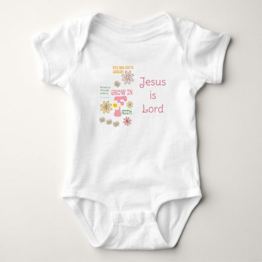 Schattig geloof pastel retro bloem vlinder romper (Voorkant)