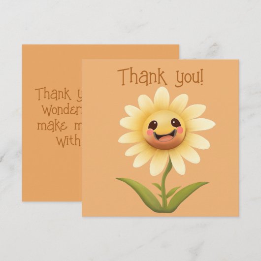 Schattig Gelukkig Bloem Dank u Bedankkaart (Voorkant / Achterkant)