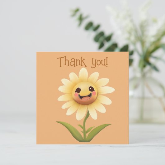 Schattig Gelukkig Bloem Dank u Bedankkaart (Staand voorkant)