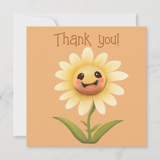 Schattig Gelukkig Bloem Dank u Bedankkaart (Voorkant)