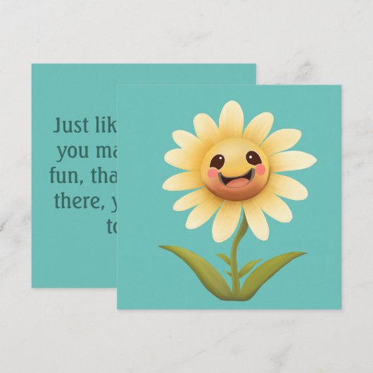 Schattig Gelukkig Bloem Dankbaar Bedankkaart (Voorkant / Achterkant)