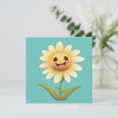 Schattig Gelukkig Bloem Dankbaar Bedankkaart (Staand voorkant)