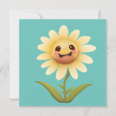 Schattig Gelukkig Bloem Dankbaar Bedankkaart (Voorkant)