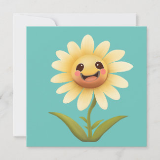 Schattig Gelukkig Bloem Dankbaar Bedankkaart