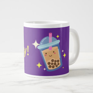 Schattig Gelukkig Bubble Tea Ontwerp  Grote Koffiekop