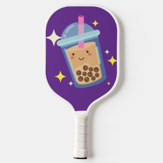 Schattig Gelukkig Bubble Tea Ontwerp Pickleball Paddle