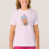 Schattig Gelukkig Bubble Tea Ontwerp T-shirt (Voorkant)