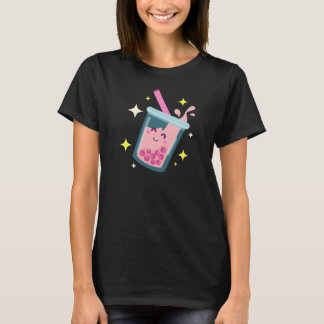 Schattig Gelukkig Bubble Tea Ontwerp T-shirt