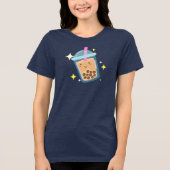 Schattig Gelukkig Bubble Tea Ontwerp Tri-Blend Shirt (Voorkant)