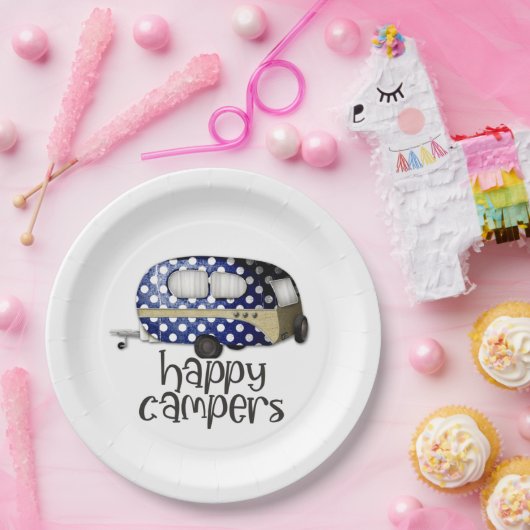 schattig gelukkig Campers woord art party Papieren Bordje (Feest)