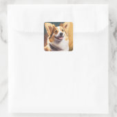 Schattig Gelukkig Corgi Hond Vierkante Sticker (Tas)