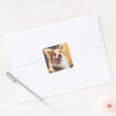 Schattig Gelukkig Corgi Hond Vierkante Sticker (Envelop)