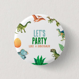 Schattig Gelukkig Dinosaurus Verjaardagsfeest Cade Ronde Button 3,2 Cm