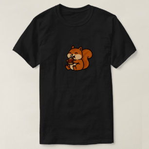 Schattig Gelukkig Eekhoorn Eet Eikel Cartoon Dier T-shirt