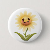 Schattig Gelukkig Geel Bloem Ronde Button 5,7 Cm (Voorkant)