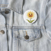 Schattig Gelukkig Geel Bloem Ronde Button 5,7 Cm (In situ)