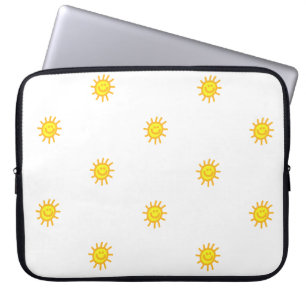 Schattig Gelukkig Gezicht Zonneschijn Zon Patroon  Laptop Sleeve