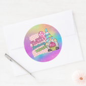 schattig gelukkig gnoom van de verjaardag ronde sticker (Envelop)