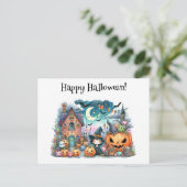 Schattig Gelukkig Halloween Kawaii  Briefkaart (Staand voorkant)