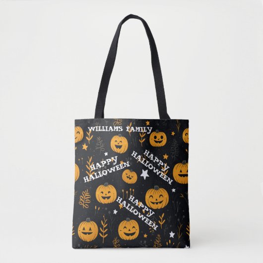 Schattig Gelukkig Halloween Pompoen Modern Tote Bag (Voorkant)