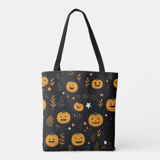 Schattig Gelukkig Halloween Pompoen Modern Tote Bag (Achterkant)