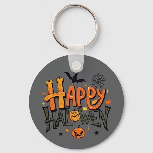 Schattig Gelukkig Halloween Sleutelhanger (Voorkant)