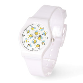 Schattig gelukkig hommel patroon wit horloge
