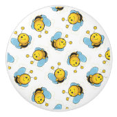Schattig gelukkig hommel patroon wit keramische knop (Voorkant)