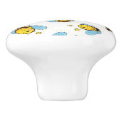 Schattig gelukkig hommel patroon wit keramische knop (Zijkant)