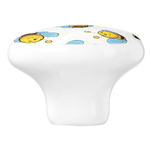 Schattig gelukkig hommel patroon wit keramische knop (Zijkant)