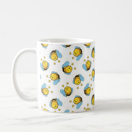 Schattig gelukkig hommel patroon wit koffiemok (Links)