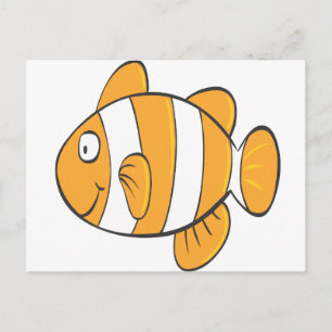 schattig gelukkig klein clownvis cartoon personage briefkaart