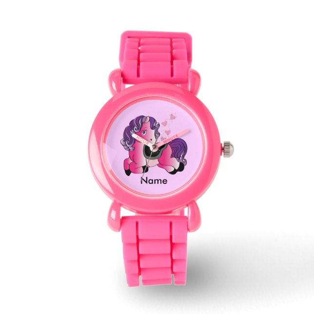  Schattig gelukkig klein paard pony Horloge (Voorkant)