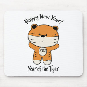 Schattig gelukkig nieuwjaar 2022 Jaar van de tijge Muismat