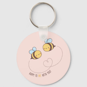 Schattig Gelukkig Om Bij Jou Te Zijn Stomme Pink Sleutelhanger