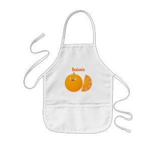 Schattig gelukkig oranje citrusfruit cartoon kinder schort
