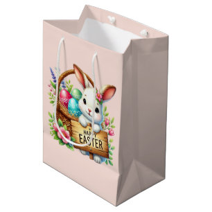 Schattig gelukkig Pasen konijn Medium Cadeauzakje