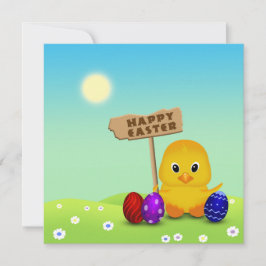 Schattig Gelukkig Pasen Kuiken Kaart