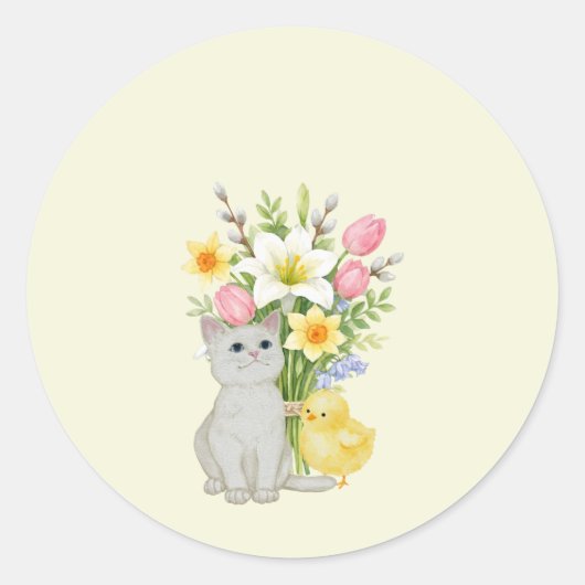 Schattig Gelukkig Pasen Pastel Ronde Sticker (Voorkant)
